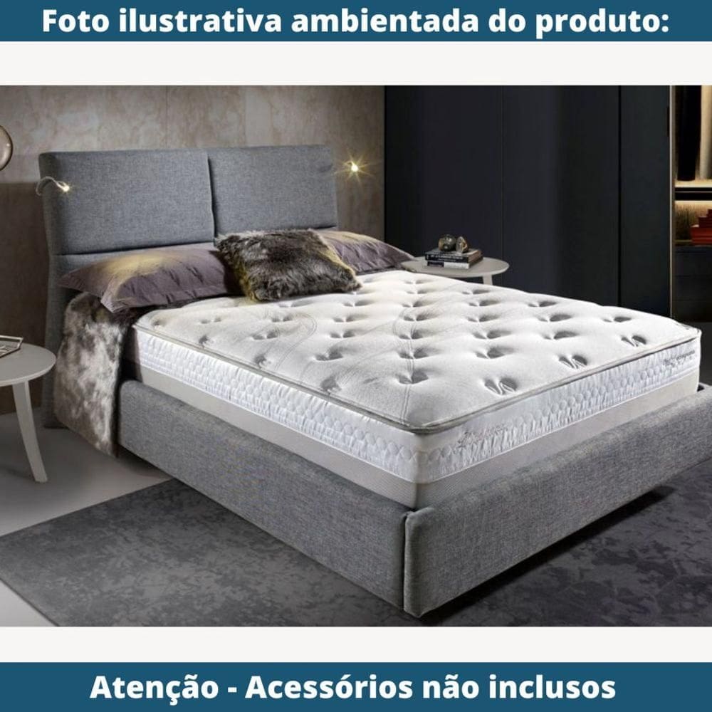 Cama sem Cabeceira MH-2696 Herval Estofado Casal para Colchão 138 cm em Linho  C