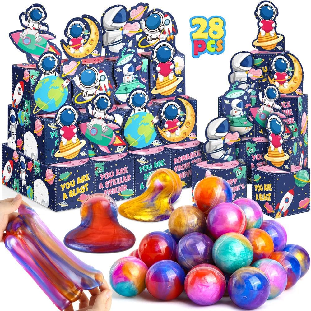 Conjunto de presentes de Dia dos Namorados Galaxy Slime com cartão comemorativo para crianças