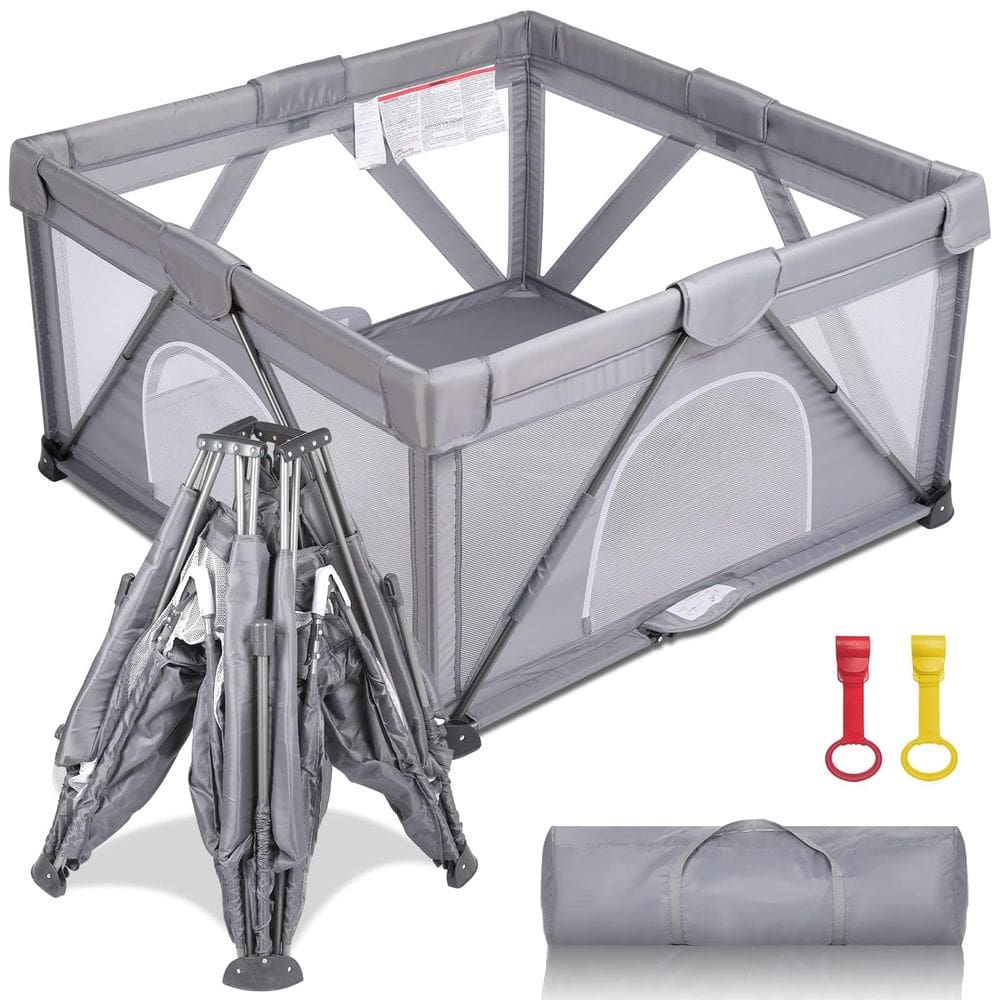 Cercadinho para bebês GENTEACO Dobrável Extra Grande Cinza 50x50cm