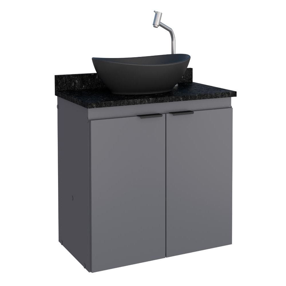 Armário de Banheiro Suspenso com Lavatorio Cascais Cinza