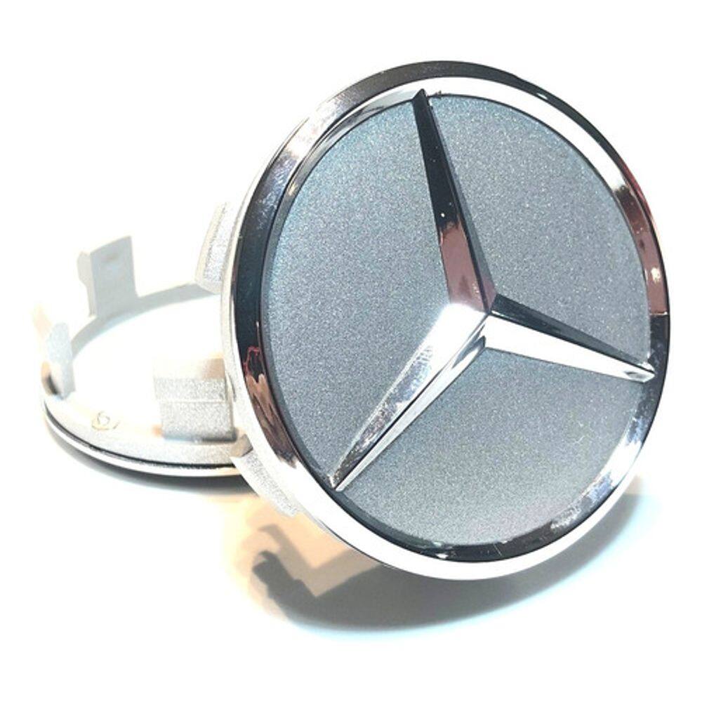 4 Calotinha Tampa Centro Da Roda Mercedes Amg 75mm Prata