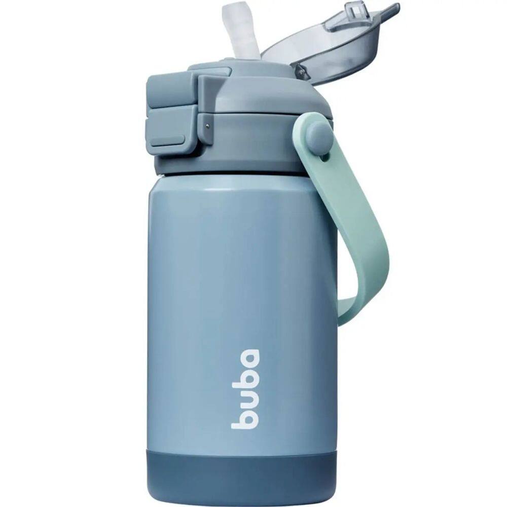 Garrafa Termica Parede Dupla C/ Bico E Botao Blush Azul - Buba
