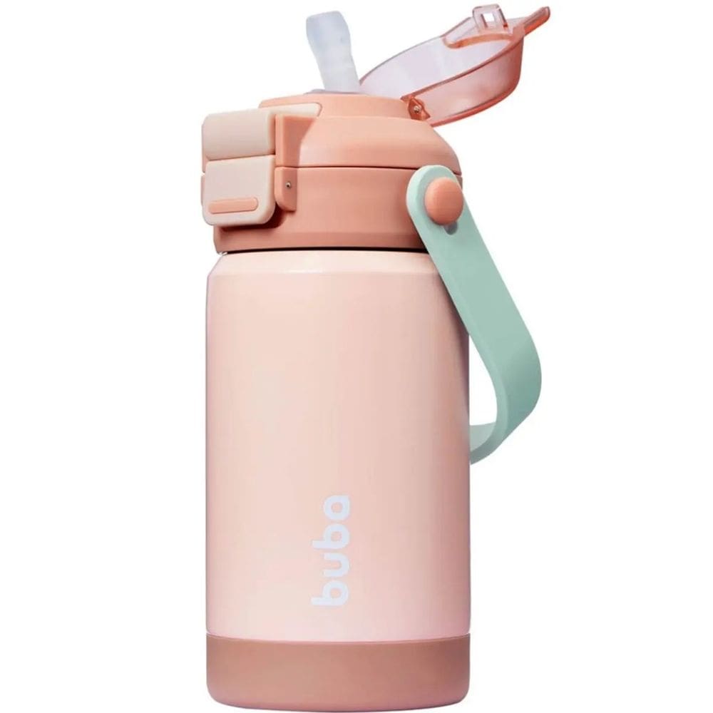 Garrafa Termica Parede Dupla C/ Bico E Botao Blush Rosa - Buba