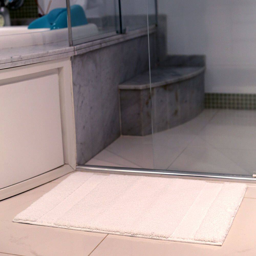 Tapete de Banheiro Microfibra Base Latex Antiderrapante Vizapi Orlando 50x70cm Branco