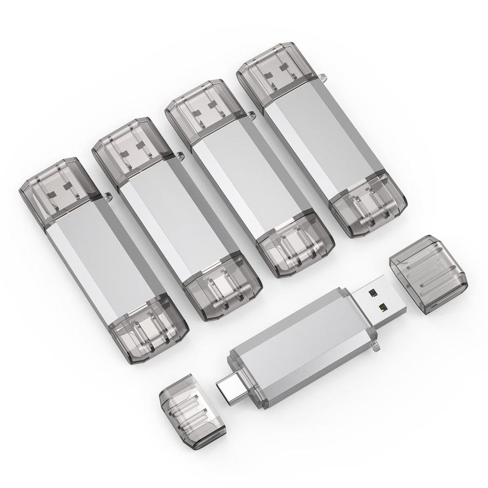 Unidade Flash USB RAOYI 64GB USB 3.0 Type-C Dual OTG Silver x5