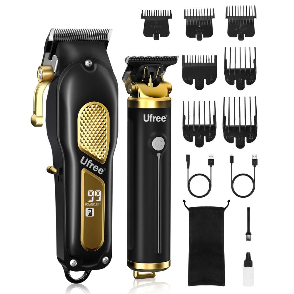 Conjunto profissional de máquinas de cortar cabelo Ufree sem fio para homens