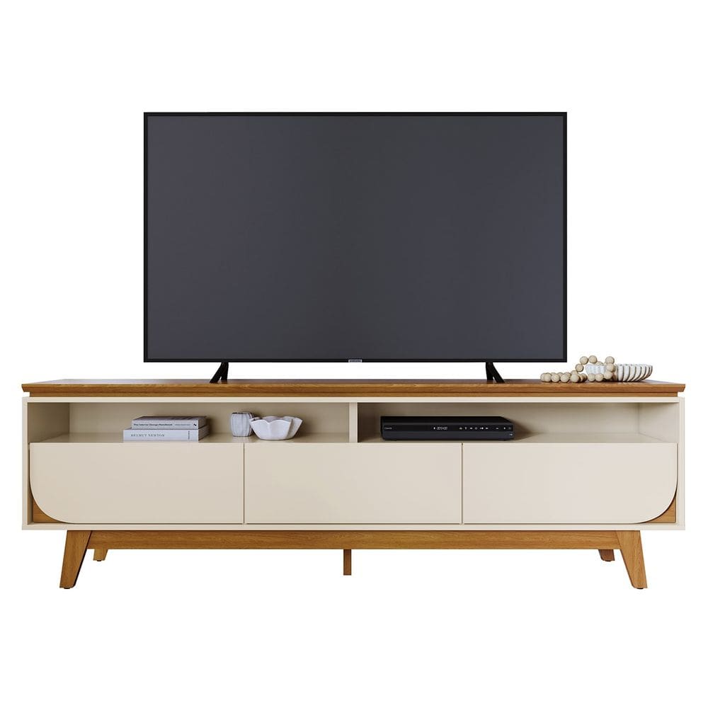 Rack Bancada de TV 75 Pol 200cm Celina Z10 Off/Cinamomo - Mpozenato