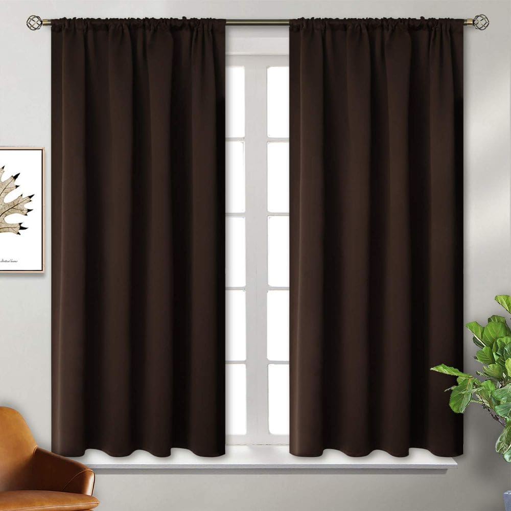 Cortinas Blackout BGment com isolamento térmico marrom 42x54in 2P