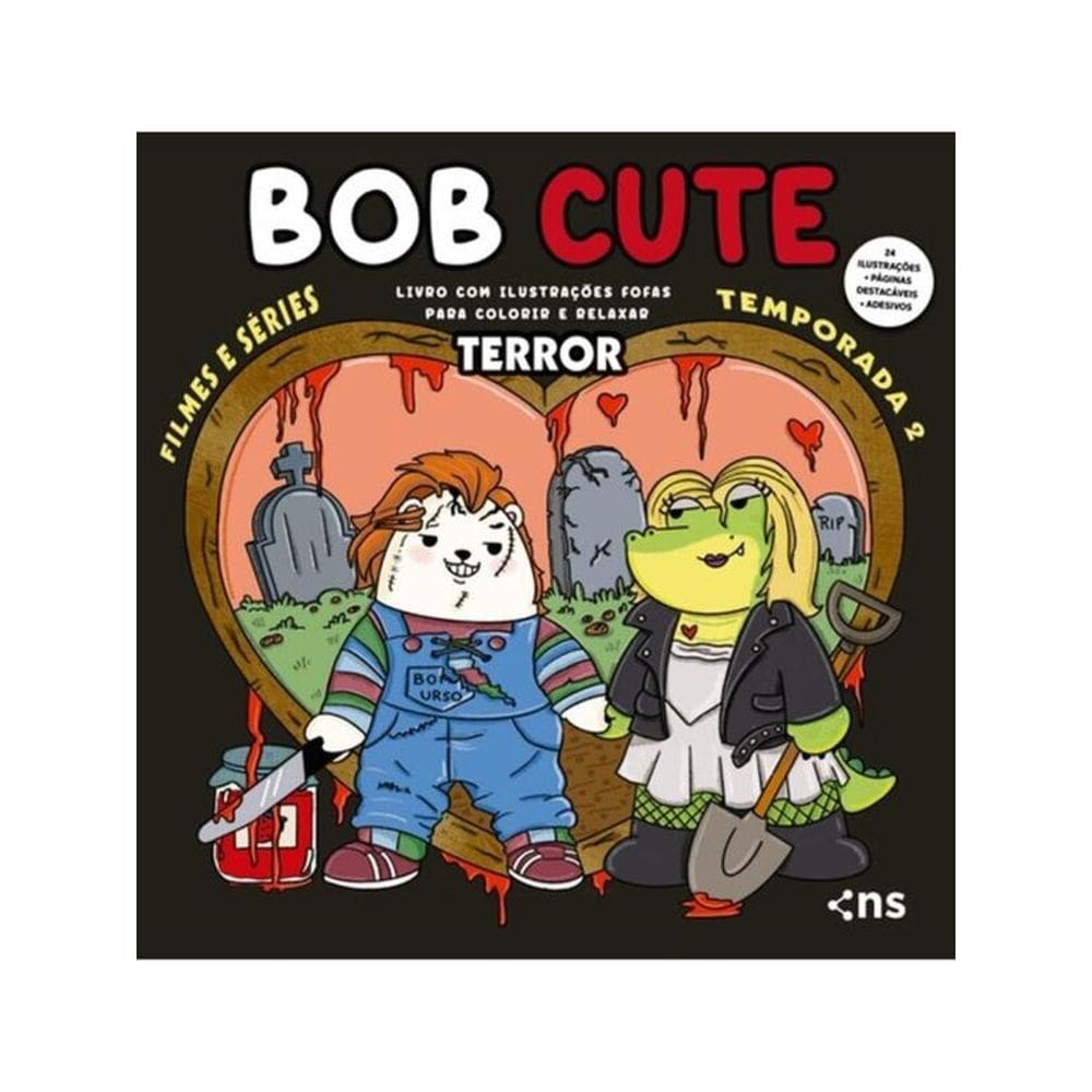 Bob Cute – Filmes E Series Terror - Livro Com Ilustrações Fofas E Originais Para Pintar, Páginas Des