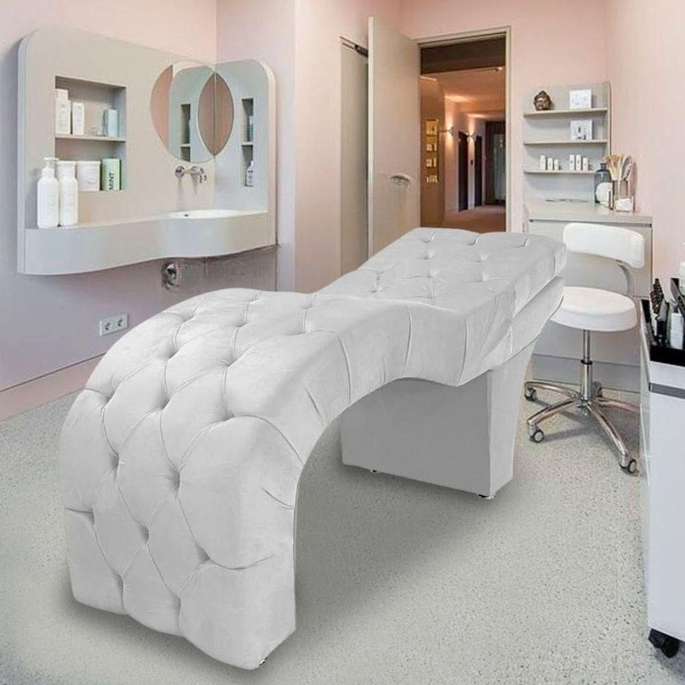 Maca Estética Estofada Reclinável Ergonômica Suede Vanessa Branco