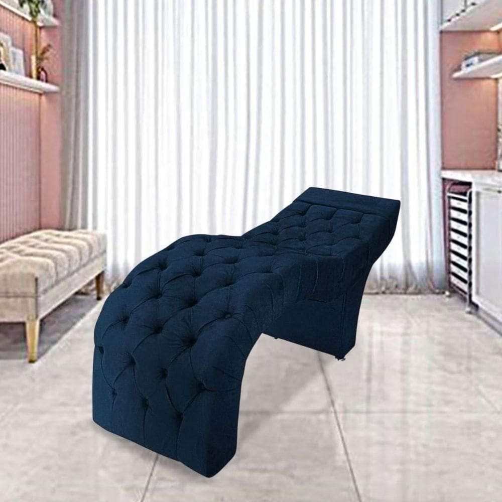 Maca Estofada Estética Cílios Salão Spa Suede Hellen Azul Marinho