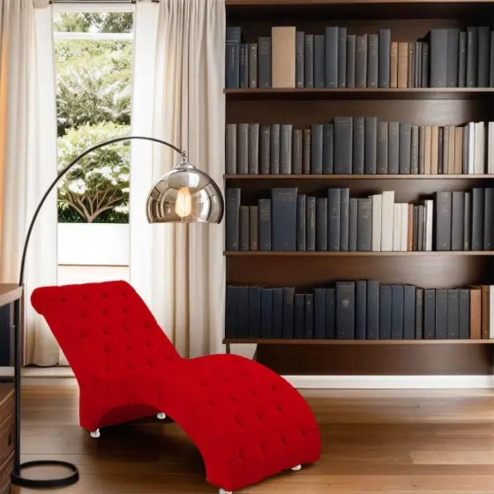 Recamier Divã Espreguiçadeira Para Sala E Cliníca Lara Suede Vermelho