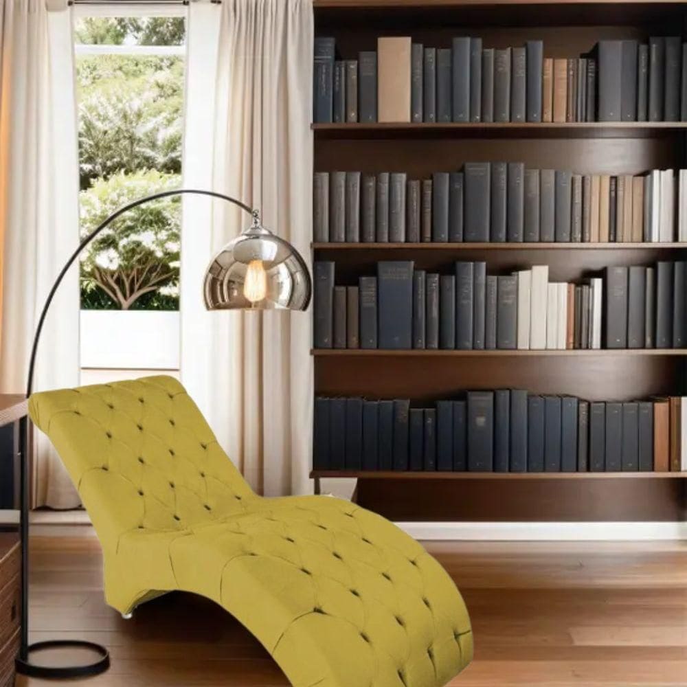 Recamier Divã Espreguiçadeira Para Sala E Cliníca Lara Suede Amarelo