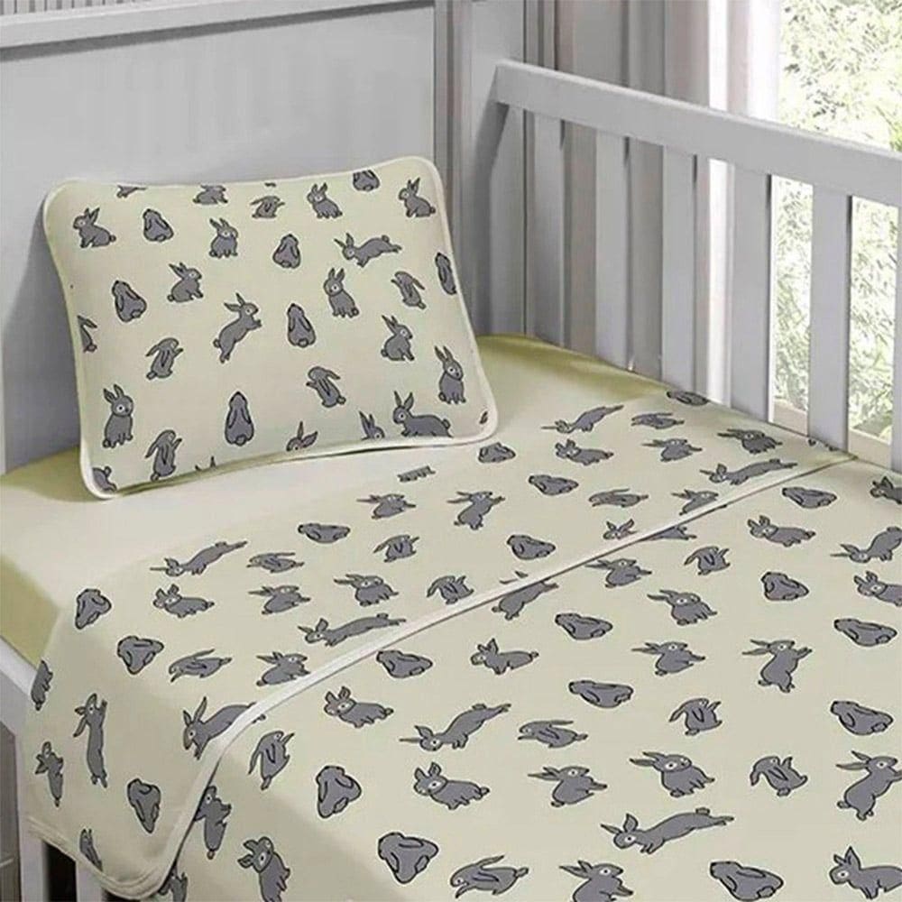 Jogo De Cama Tecebem Malha Berço Estampado Curiosidade 3 Peças Perola