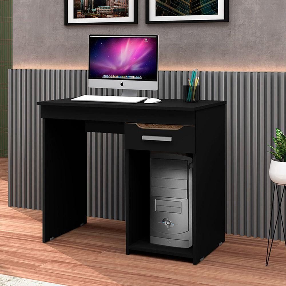 Mesa Escrivaninha De Escritorio Quenia Com 1 Gaveta - Preto