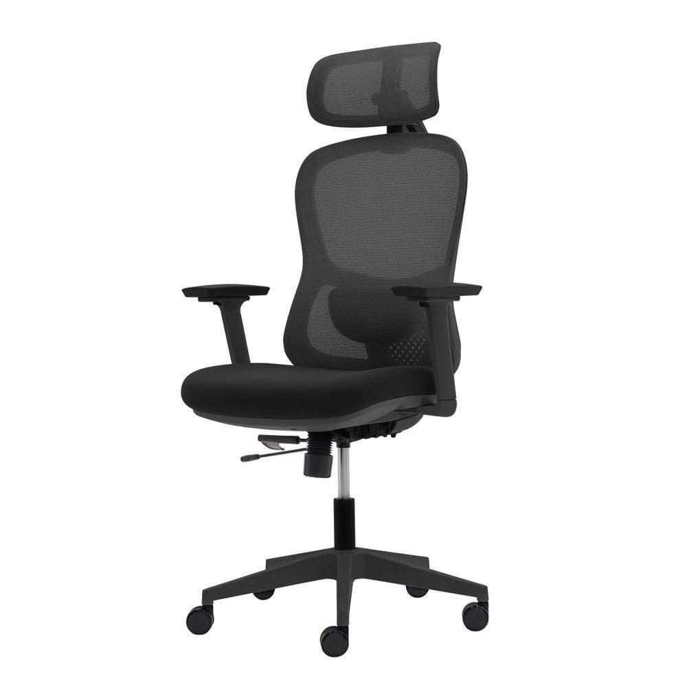 Cadeira Ergonômica NR 17 Presidente Encosto Mesh Apoio De Cabeça E Braços Ajustáveis Preta