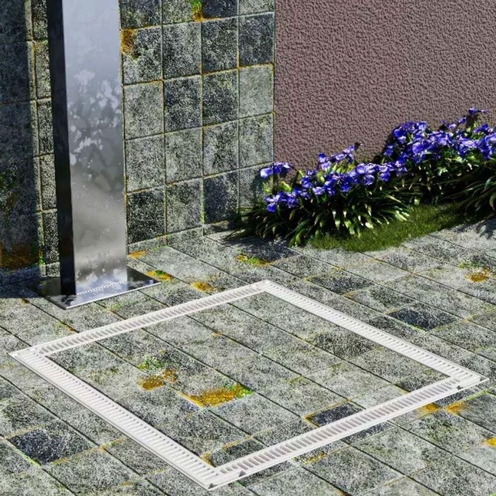 Tampa Piscina Ventilada Casa Máquina 80x80cm Rebaixo Cinza