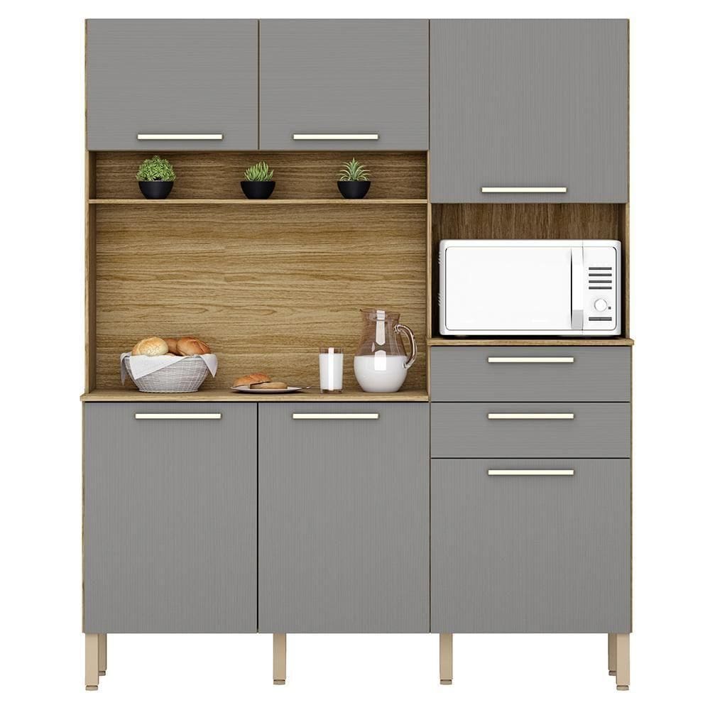 Cozinha Compacta 6 Portas 2 Gavetas 161Cm Montesa Freijo.