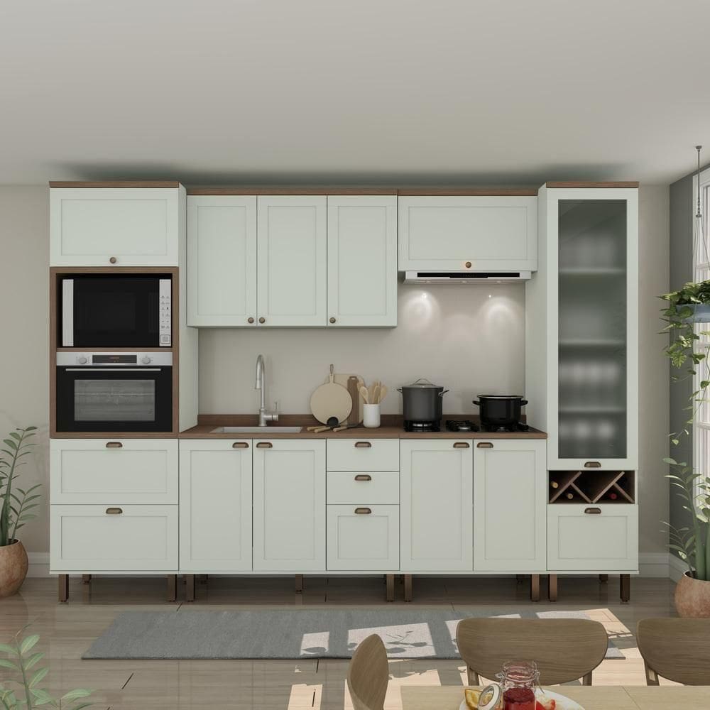 Cozinha Genialflex Ayla Com Cristaleira Hortelã