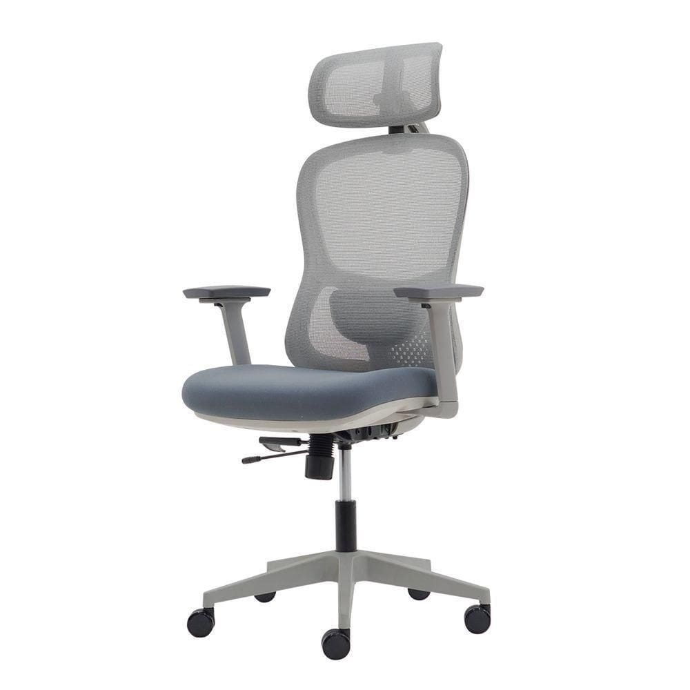 Cadeira Ergonômica NR 17 Presidente Encosto Mesh Apoio De Cabeça E Braços Ajustáveis Cinza