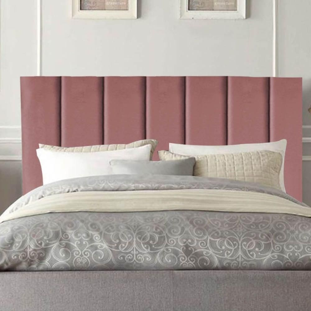 Cabeceira Estofada Cama Box Solteiro 90 Cm Laura Veludo Rosê