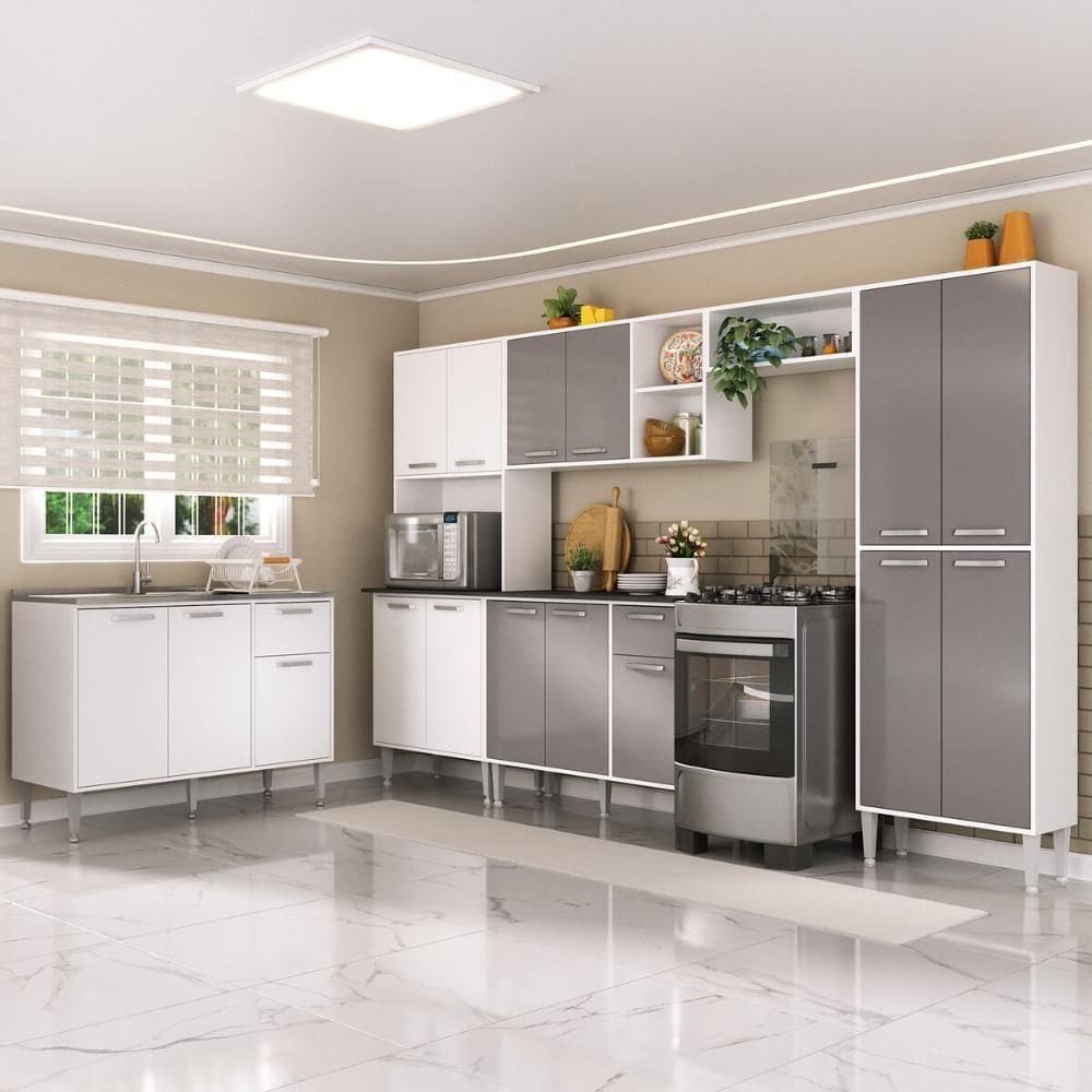 Armário De Cozinha Modulada 6 Peças Com Balcão Multimóveis