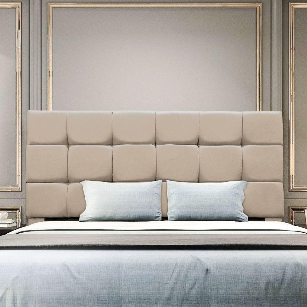 Cabeceira Estofada Cama Box Casal 160 Cm Gabriela Suede Bege