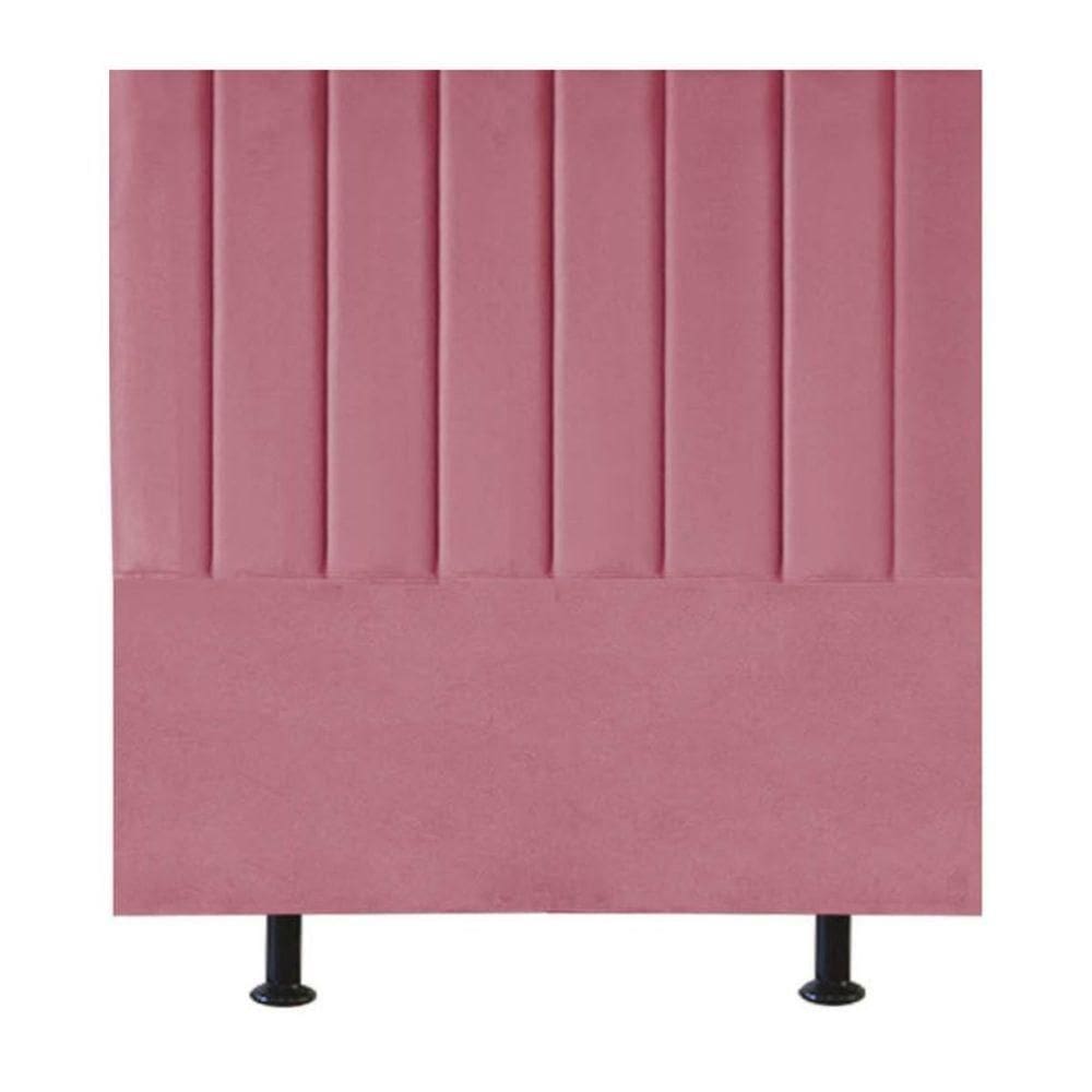 Cabeceira Estofada Cama Box Solteiro 90 Cm Maria Suede Rosa