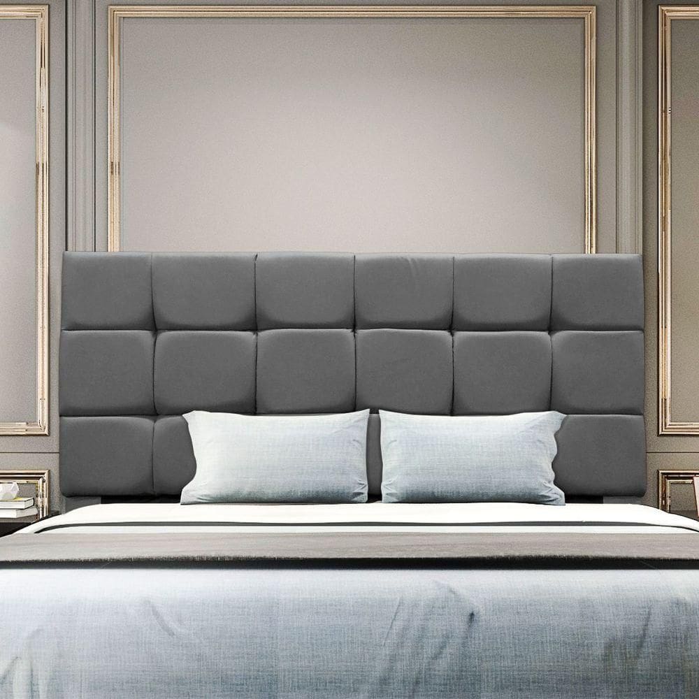 Cabeceira Cama Box Estofada King 195 Cm Gabriela Suede Cinza