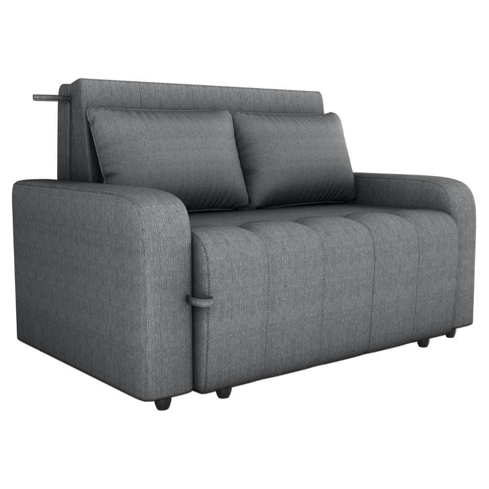 Sofa Cama 2 Lugares 138 Cm Amora Linho Vancouver Cinza Milani Store Cinza