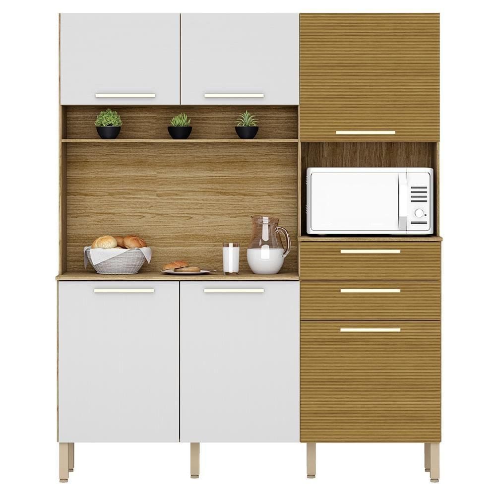Cozinha Compacta 6 Portas 2 Gavetas 161 Cm Montesa Freijo