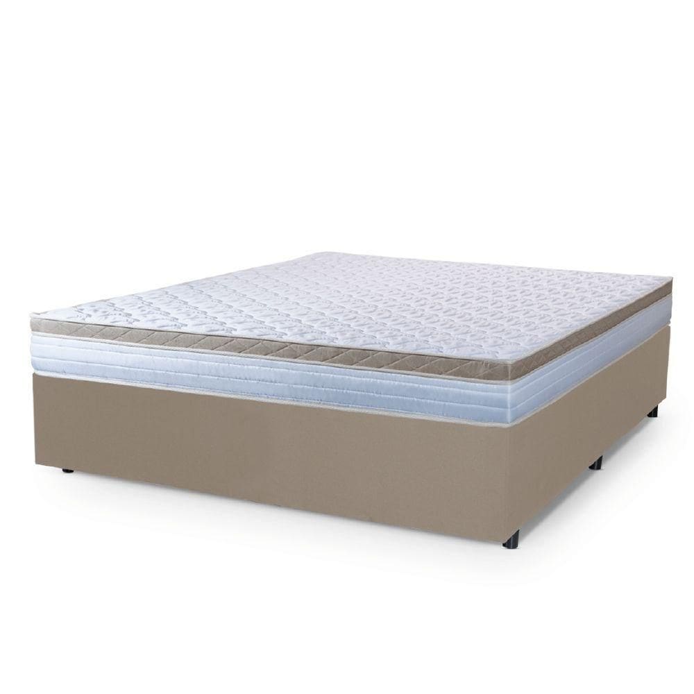 Cama Box Casal King Colchão Com Molas Ensacadas 193x203x60cm Dunas Branco/bege Hellen