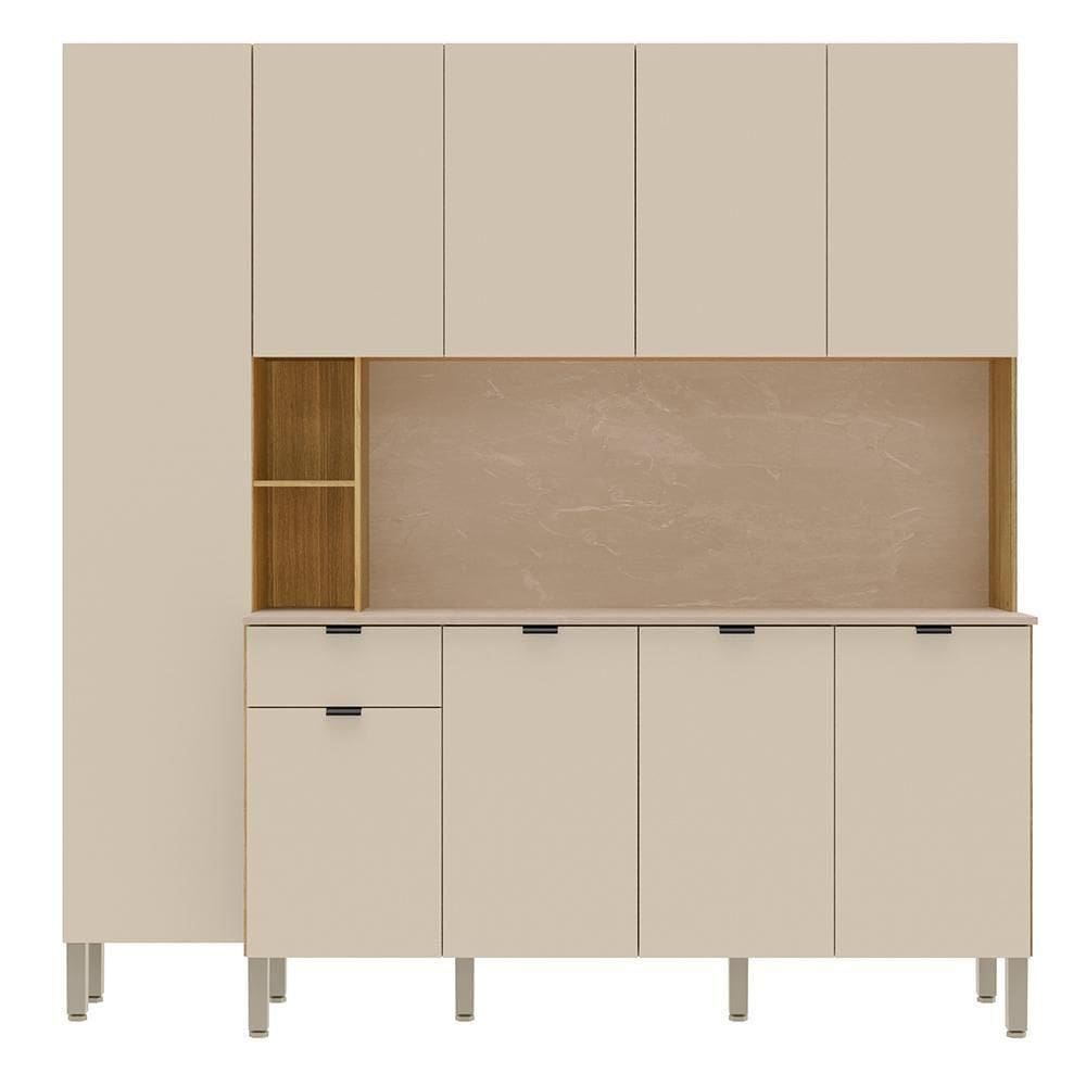 Cozinha Compacta 9 Portas 1 Gavetas 201 Cm Pulse Freijo