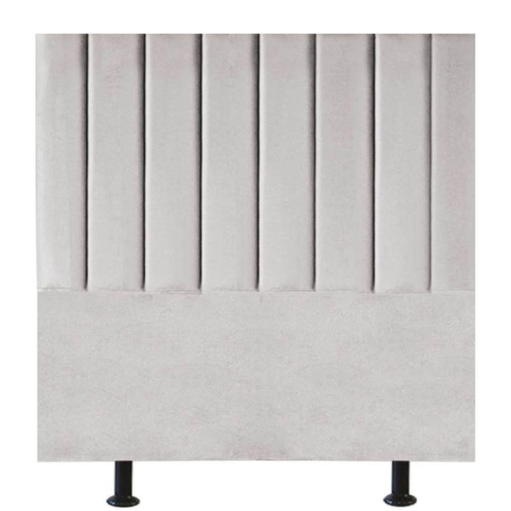Cabeceira Estofada Cama Box Solteiro 100 Cm Maria Suede Cinza Claro