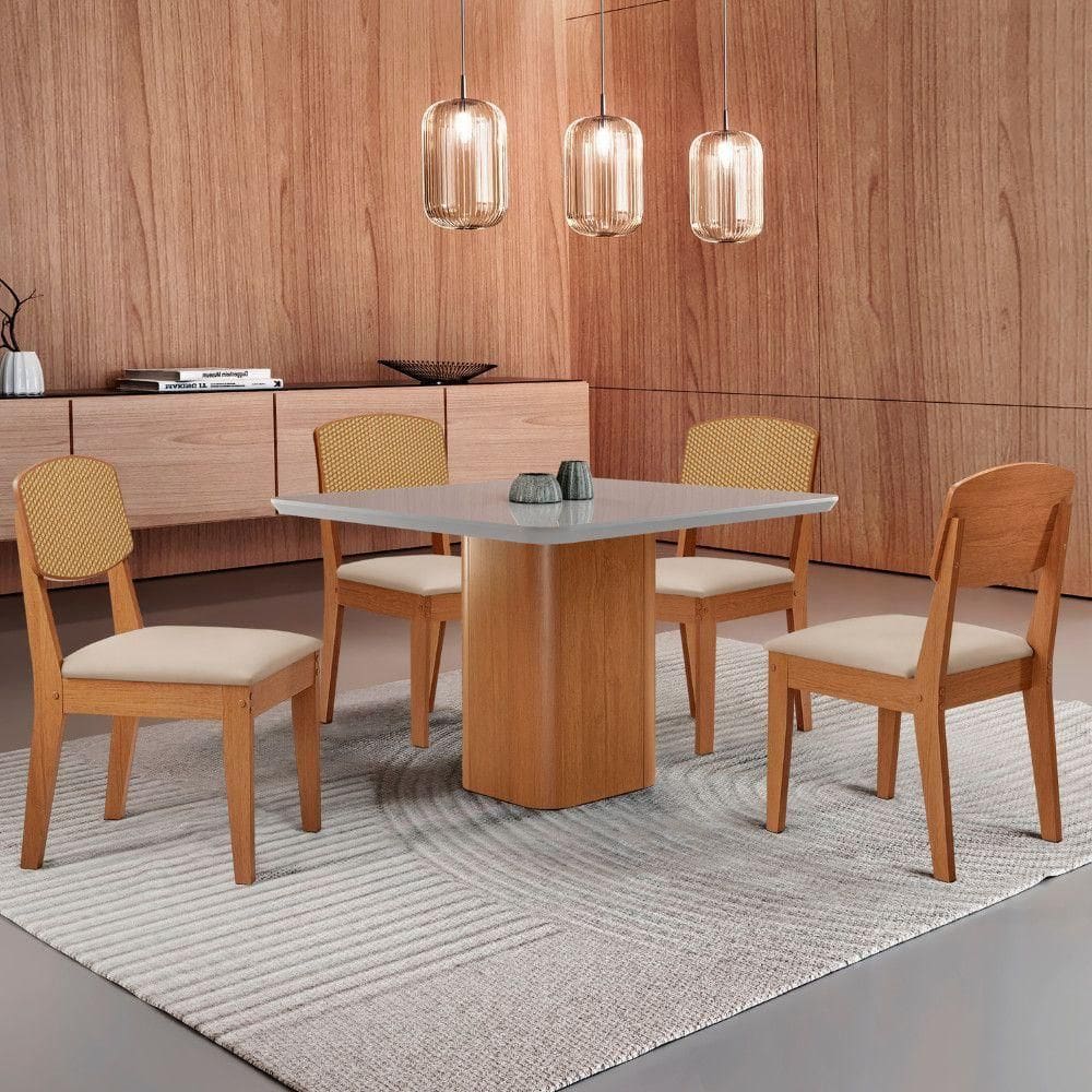Mesa De Jantar Eloise 90cm 4 Cadeiras Moderna
