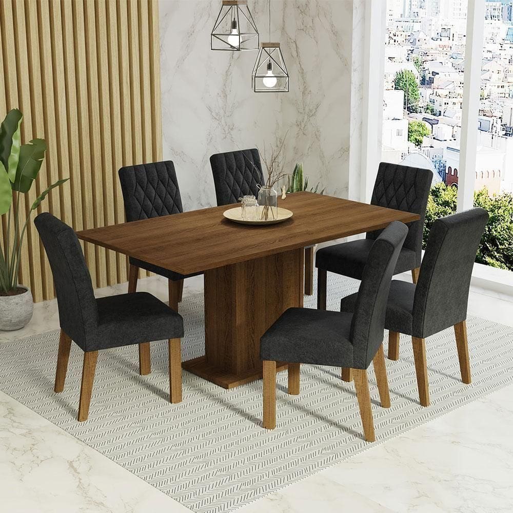Conjunto Sala De Jantar 6 Cadeiras Hanna Madesa Rustic