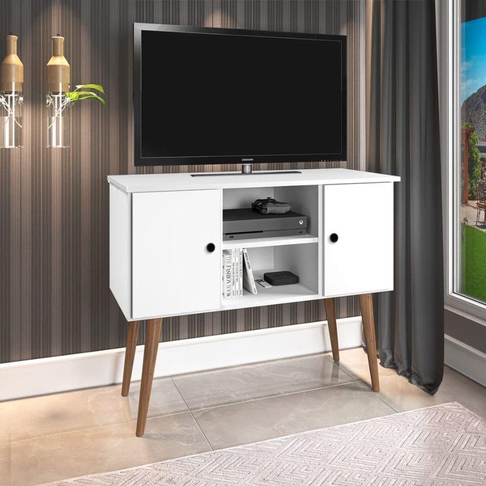 Estante Rack Viena Clássico 90cm Com Portas - Branco