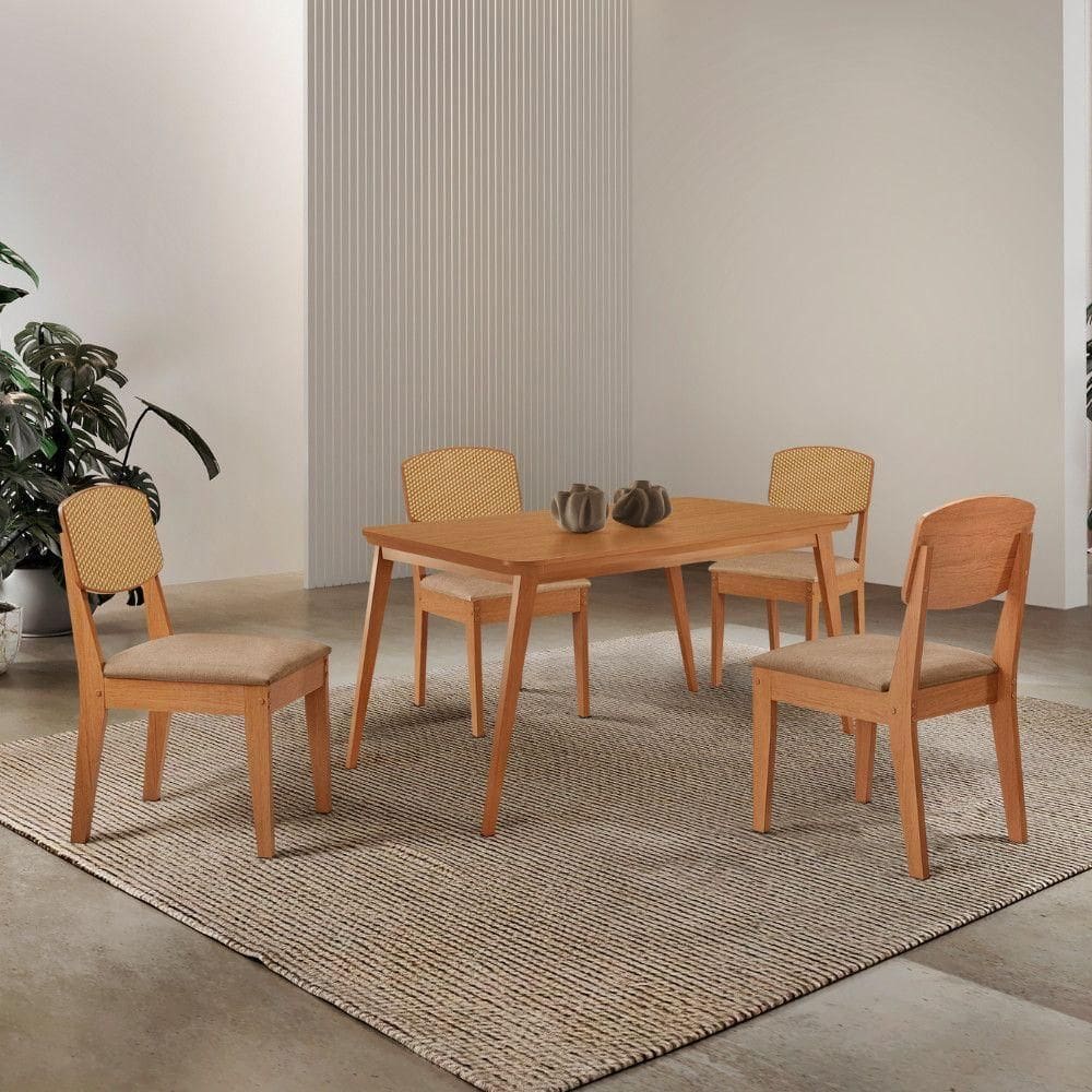 Mesa De Jantar Copper 120cm 4 Cadeiras Turim
