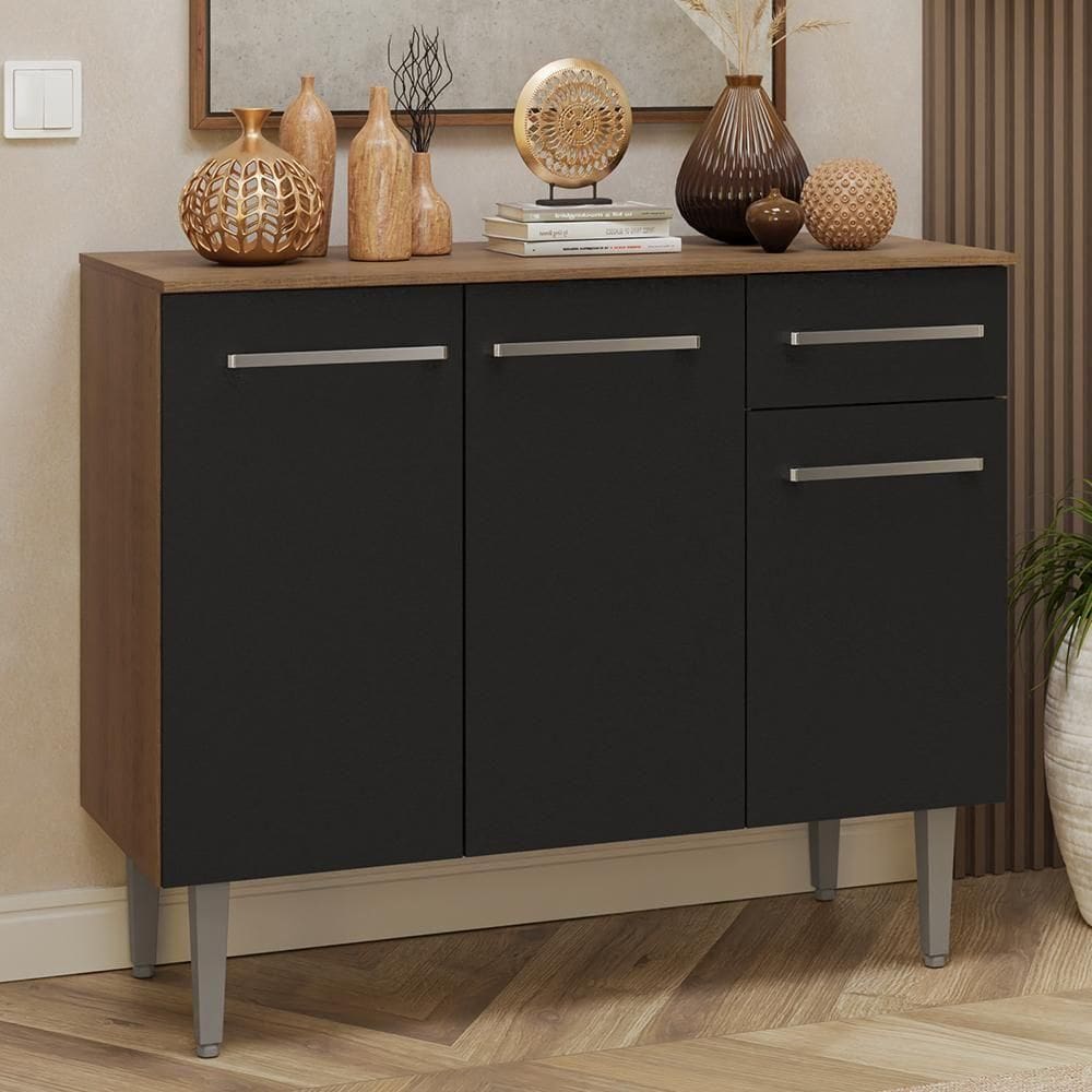 Buffet Aparador 105cm 3 Portas E 1 Gaveta Madesa