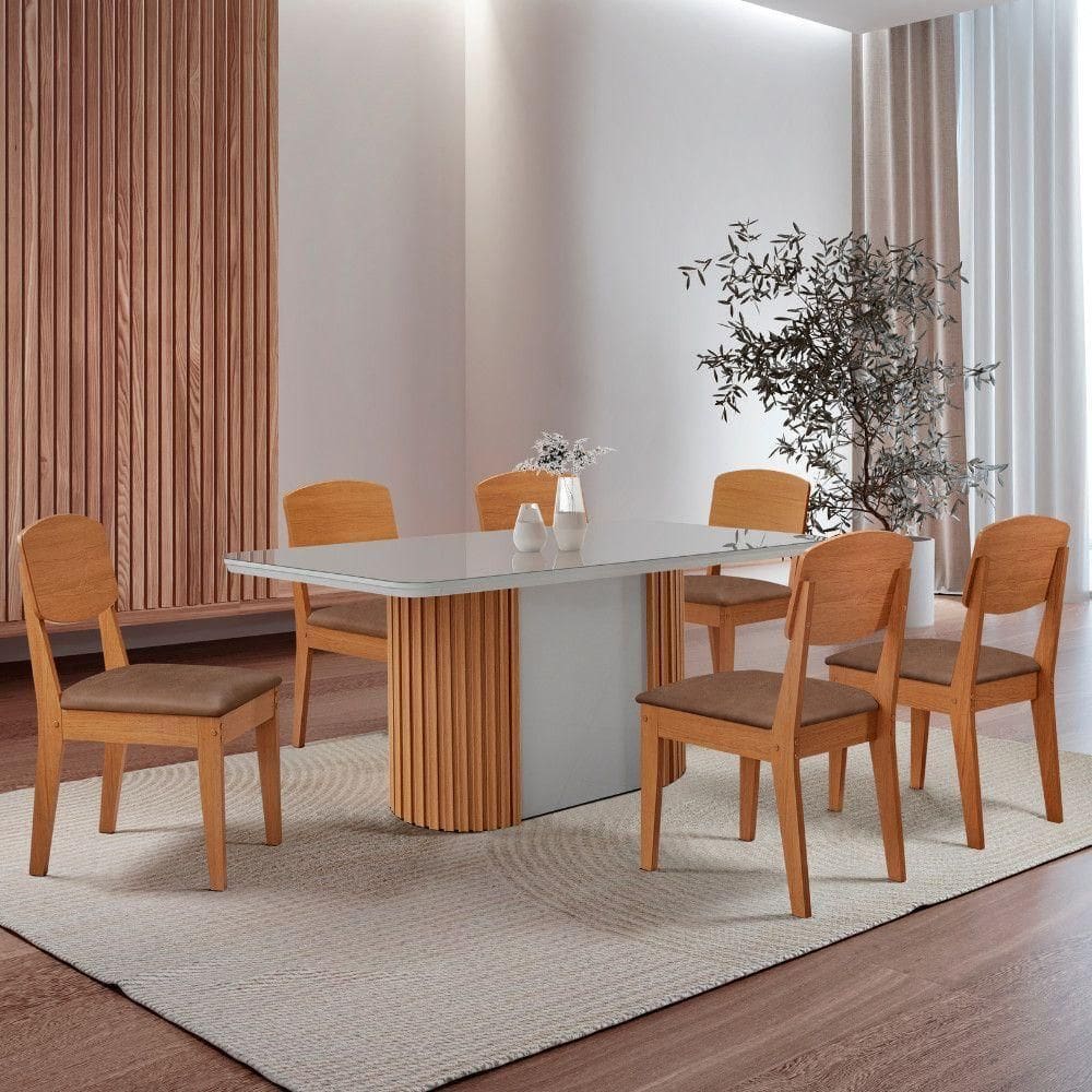 Mesa De Jantar Aspen 180cm 6 Cadeiras Copper