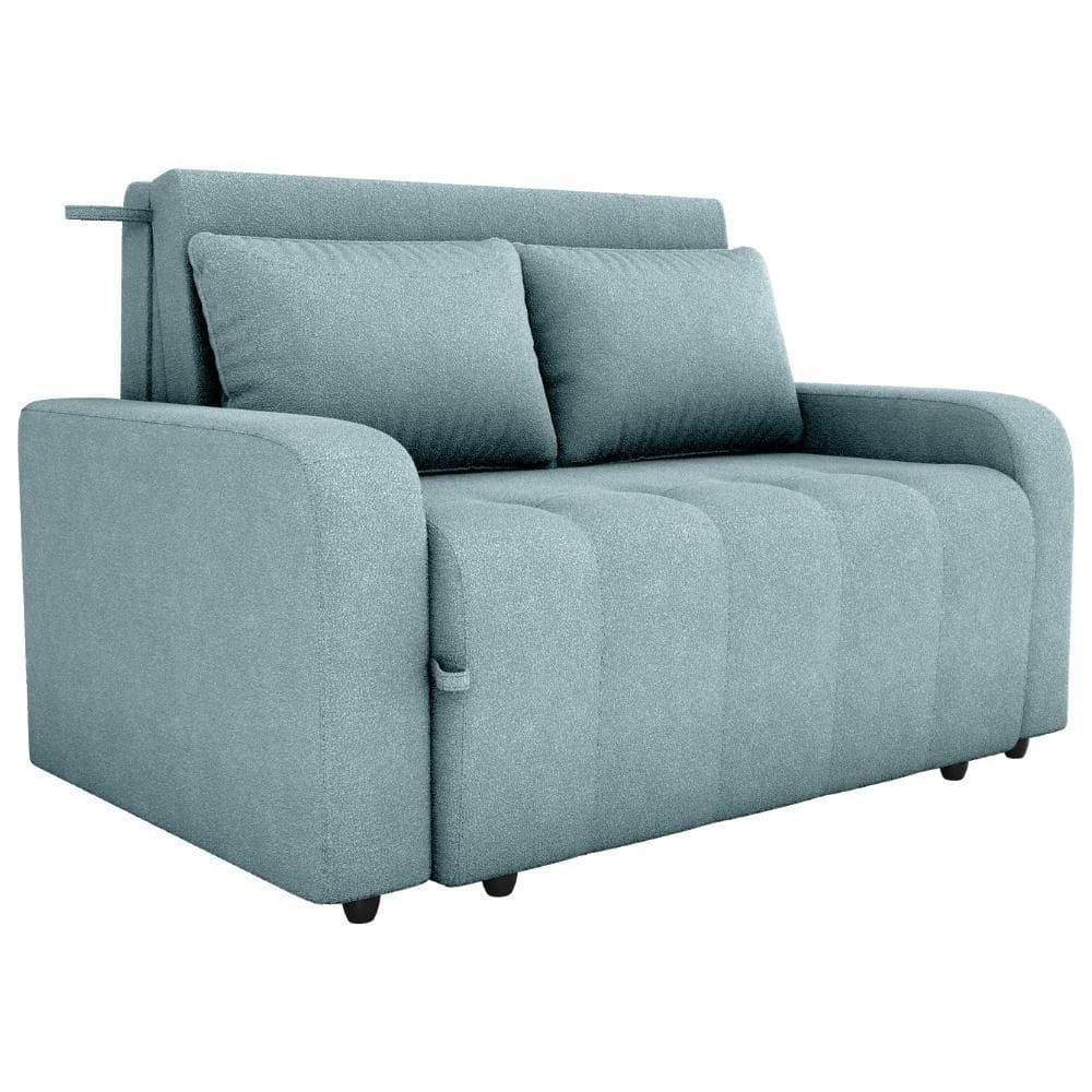 Sofa Cama 2 Lugares 138 Cm Amora Tecido Boucle F495 Milani Store Azul
