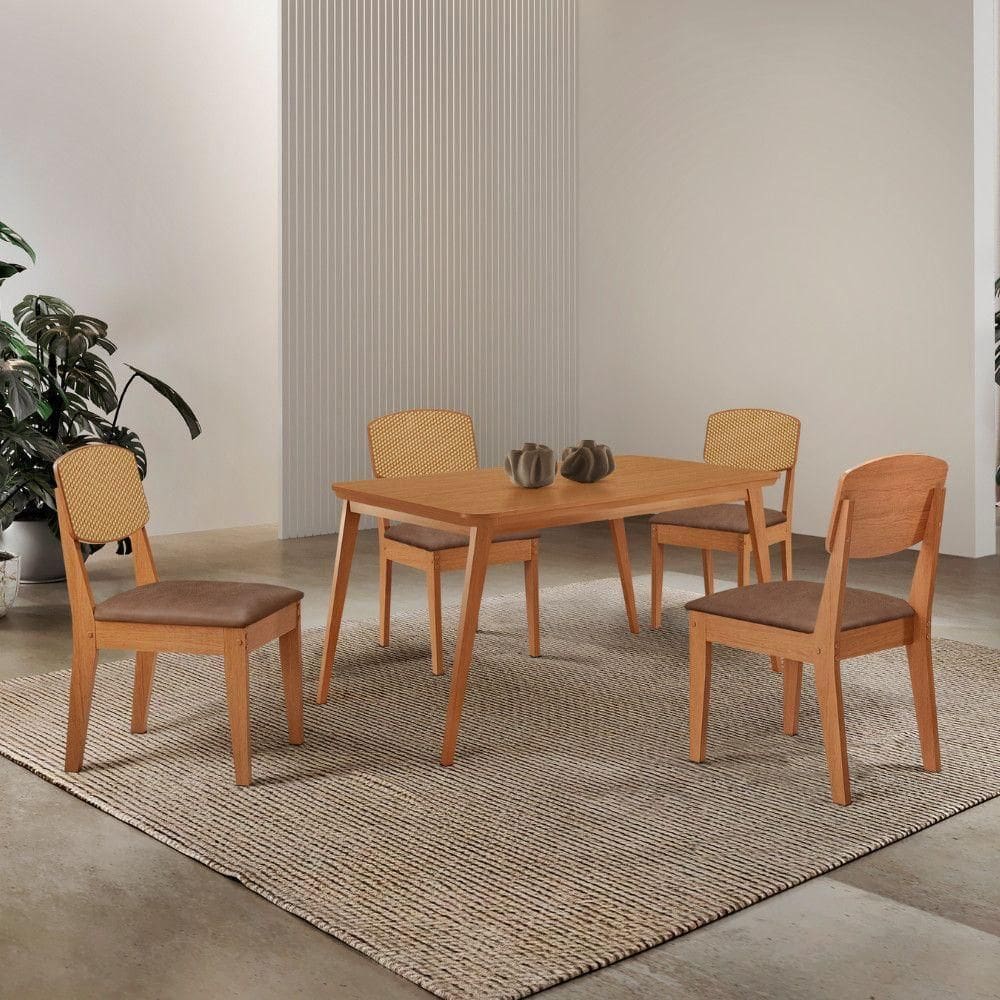 Mesa De Jantar Copper 120cm Tampo Mdf Laminado 4 Cadeiras