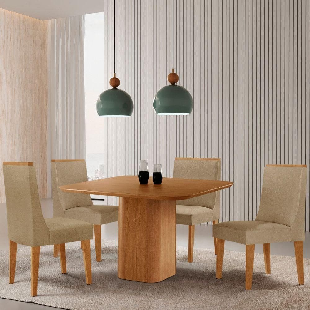 Mesa De Jantar Eloise 90cm Tampo Mdf Com 4 Cadeiras