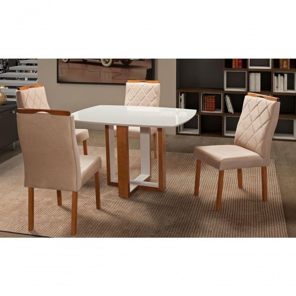 Sala De Jantar Maciça 4 Cadeiras 140x90 Atlas Art Salas