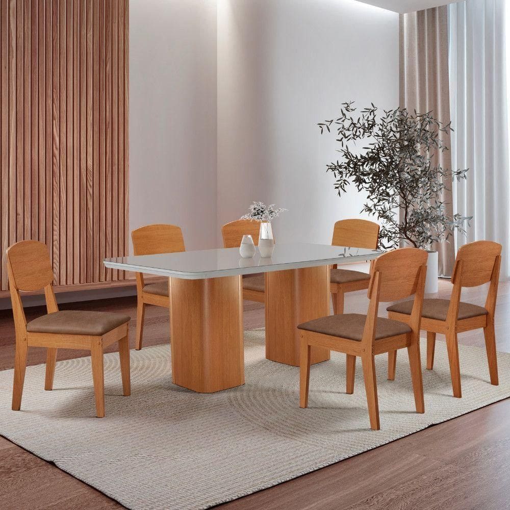 Mesa De Jantar Eloise 180cm 6 Cadeiras Moderna.