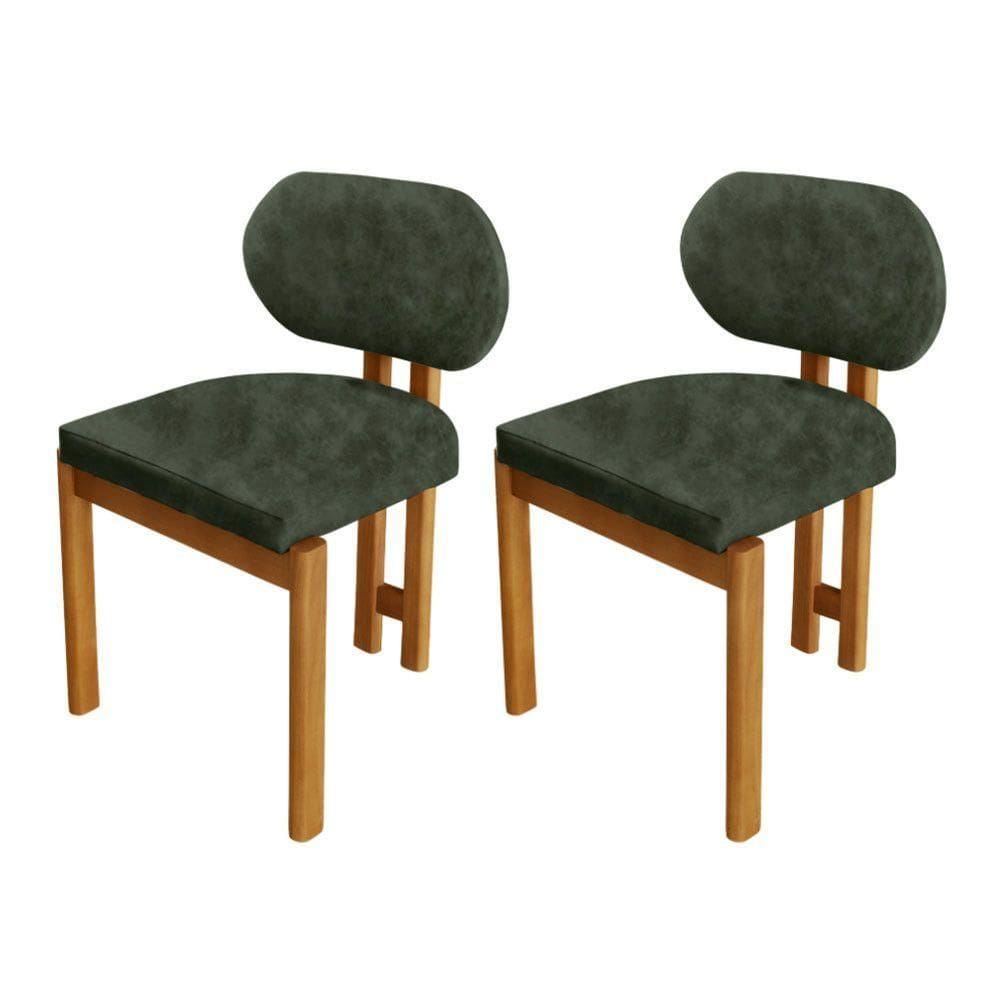 Conjunto Com 2 Cadeiras Madeira Nala Jade/Imbuia Nat.