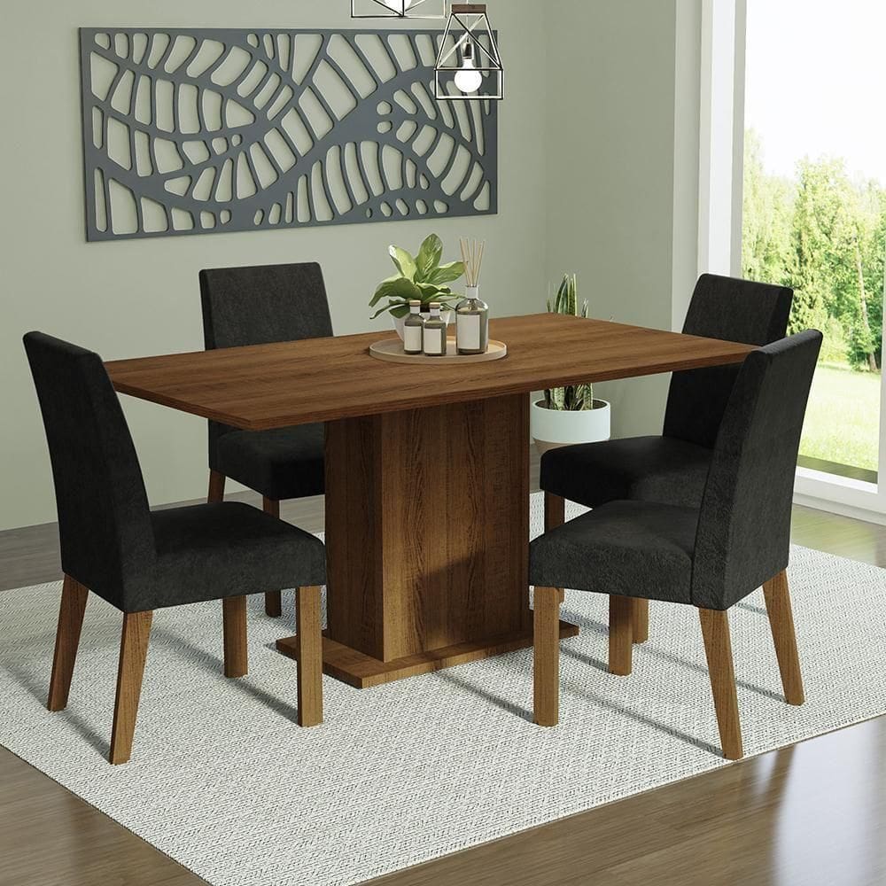 Conjunto Sala De Jantar 4 Cadeiras Keila Madesa Rustic