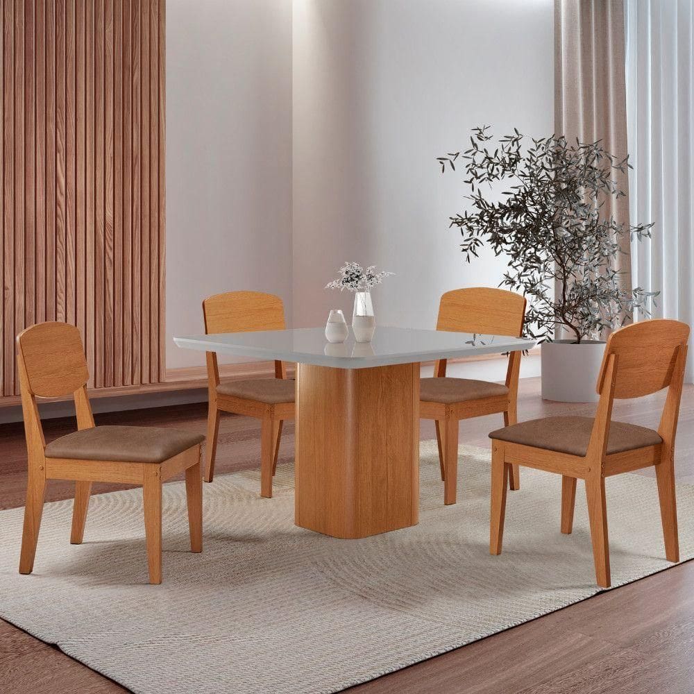 Mesa De Jantar Eloise 90 cm Tampo Mdf 4 Cadeiras Copper