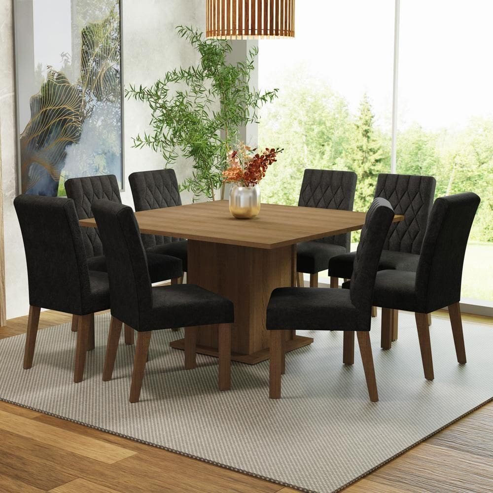 Conjunto Sala De Jantar 8 Cadeiras Leila Madesa Rustic