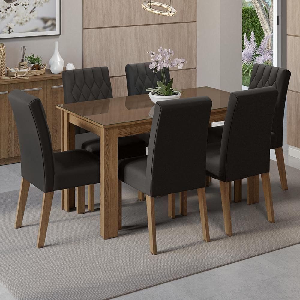 Conjunto Sala De Jantar Mesa 6 Cadeiras Odara Madesa